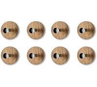 HAKU Möbel Set of 8 Wardrobe Knobs Chrome, Wild Oak, Mdf, Metal - Size: D 5 cm X Ø 7 cm, Style: Modern