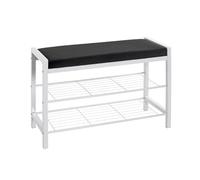HAKU Möbel Shoe-Bench Black, White, Metal, Velvet Fabric - Size: W 75 cm X H 50 cm X D 32 cm, Style: Modern