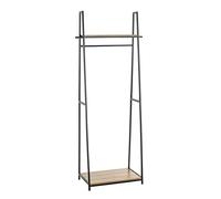 HAKU Möbel Standing Wardrobe Oak, Black, Mdf, Metal - Size: W 68 cm X H 166 cm X D 40 cm, Style: Modern
