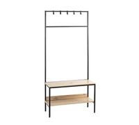 HAKU Möbel Standing Wardrobe Oak, Black, Mdf, Metal - Size: W 80 cm X H 180 cm X D 35 cm, Style: Modern