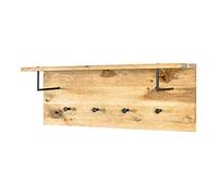 HAKU Möbel Wardrobe Oak Oiled, Black, Solid Wood, Metal - Size: W 80 cm X H 30 cm X D 20 cm, Style: Modern