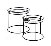 HAKU round Side Tables, Set of 2, Black Metal, Mirrored Round Coffee Table, Sofa Tables, Combo - Dimensions: H 40/48 x Ø 44/52 cm Style: Modern