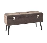 HAKU Storage Bench Taupe, Solid Wood, Mdf, Velvet - Dim.: W 106 cm X H 52 cm X D 40 cm, Style: Art Deco