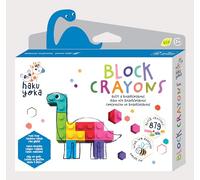 Haku Yoka Block Crayons Brachiosaurus, 8 Colours, Mess Free, Super Durable and Easy to Grip Crayons for Ages 3 Years+, Natural Beeswax & Organic Mineral Coloured Lego Style Crayon