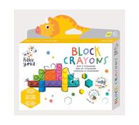 Haku Yoka Block Crayons Triceratops, 8 Colours, Mess Free, Super Durable and Easy to Grip Crayons for Ages 3 years+, Natural Beeswax & Organic Mineral Coloured Lego Style Crayon