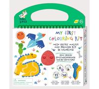 Haku Yoka Dino Friends My First Colouring Kit, On The Go Colouring Kit with 6 Smile Beeswax Crayons, FSC Certified, Green