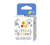 Haku Yoka Spiral Crayons,12 Colours, Mess Free, Super Durable and Easy to Grip Crayons for Ages 2 years+, Natural Beeswax & Organic Mineral Coloured Crayon