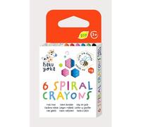 Haku Yoka Spiral Crayons, 6 Colours, Mess Free, Super Durable and Easy to Grip for Ages 2 Years+, Natural Beeswax & Organic Mineral Coloured
