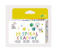 Haku Yoka Spiral Wax Crayons Set, 24 Wax Colours, Colourful Crayons with Grip Rings, Easy to Grip, No Staining, Ideal for Children from 3 Years