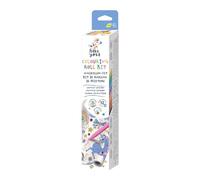 Haku Yoka Wax Crayon & Unicorn 3 Metre Colouring Roll, 12 Easy to Hold Colourful Wax Crayons with Self-Adhesive Painting Template, for Children from 3 Years