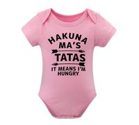 Hakuna Ma's Tatas It Means I'm Hungry Baby Bodysuit Funny Cute Adorable Newborn Romper Pink-style-1 9months