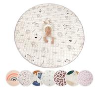 Hakuna Mat Lux Safari Animals - 150 cm Round Baby Play Mat for Nursery | Ultra-Soft Quilted Living Room Floor Rug - Machine Washable, Non-Slip Safety Base, Non-Toxic & REACH Certified.