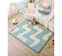 Hakuna Matte CloudRise Baby Play Mat for Floor 47" x 67" Waves - Coral Velvet Memory Foam Rug for Crawling & Cozy Play - Non-Slip, Water-Resistant, Easy-CareTummy Time Mat, Playmat for Playpen