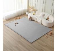 Hakuna Matte CloudSoft Baby Play Mat for Floor 80" x 110" Gray - Coral Velvet Memory Foam Rug for Crawling & Cozy Play - Non-Slip, Water-Resistant, Easy-CareTummy Time Mat, Playmat for Playpen