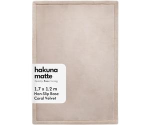 Hakuna Matte Premium Large Coral Velvet Baby Play Mat 170x120x2.5cm Beige | High-Density high-density foam Area Rug - Stylish Playmat for Floor with Non-Slip Backing for Crawling Soft Play & Tummy Time