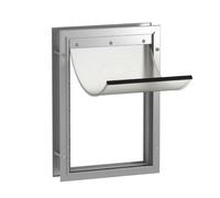 Hakuna Pets Deluxe Aluminium Pet Door, Lockable Cat Flap and Small Dog Door, 2-Way Locking Panel, Weatherproof Magnetic Flap, Fits Screens, Doors, Walls and Glass up to 70mm Thick, Large, Silver