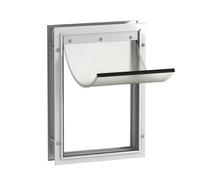 Hakuna Pets Deluxe Aluminium Pet Door, Lockable Cat Flap and Small Dog Door, 2-Way Locking Panel, Weatherproof Magnetic Flap, Fits Screens, Doors, Walls and Glass up to 70mm Thick, Large, White