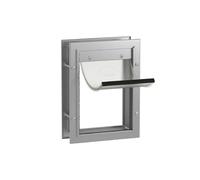 Hakuna Pets Deluxe Aluminium Pet Door, Lockable Cat Flap and Small Dog Door, 2-Way Locking Panel, Weatherproof Magnetic Flap, Fits Screens, Doors, Walls and Glass up to 70mm Thick, Small, Silver