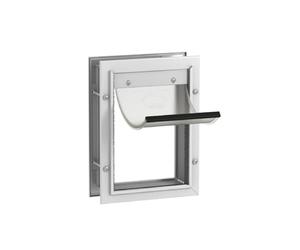 Hakuna Pets Deluxe Aluminium Pet Door, Lockable Cat Flap and Small Dog Door, 2-Way Locking Panel, Weatherproof Magnetic Flap, Fits Screens, Doors, Walls and Glass up to 70mm Thick, Small, White