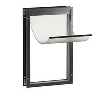 Hakuna Pets Deluxe Aluminum Extra Large Dog & Cat Pet Door with Locking Panel for Screens, Doors & Walls up to 2.76" Thick, for Pets up to 220 lb, Black