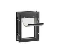 Hakuna Pets Deluxe Aluminum Pet, Cat and Dog Door with 2-Way Locking Panel for Screens, Doors and Walls up to 2.8" Thick, Small, Black