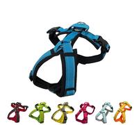 [白山:Hakusan] Zero Dog Harness Basic Type, Safe - No chocking/Hard to Disconnect, Great fit - Easy Put on and Off/Adjustable, Reflector, L - Large Dog, Two-Tone Black×Turquoise