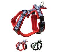 [白山:Hakusan] Zero Dog Harness Karakusa Type, Safe - No chocking/Hard to Disconnect, Great fit - Easy Put on and Off/Adjustable, Reflector, XL - Large Dog, Two-Tone Karakusa Red × Navy