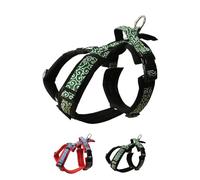 [白山:Hakusan] Zero Dog Harness Karakusa Type, Safe - No chocking/Hard to Disconnect, Great fit - Easy Put on and Off/Adjustable, Reflector, L - Large Dog, Two-Tone Karakusa Black×Green