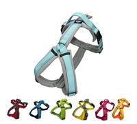 [白山:Hakusan] Zero Dog Harness Made by Japan, Safe - No chocking/Hard to Disconnect, Great fit - Easy Put on and Off/Adjustable, Reflector, XL - Large Dog, Two-Tone Gray × Mint