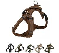 [白山:Hakusan] Zero Dog Harness Ranger Type, Safe - No chocking/Hard to Disconnect, Great fit - Easy Put on and Off/Adjustable, Reflector, XL - Large Dog, Two-Tone Brown x Brown