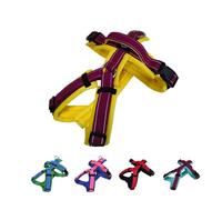 [白山:Hakusan] Zero Dog Harness Type, Safe - No chocking/Hard to Disconnect, Great fit - Easy Put on and Off/Adjustable, Reflector, Tiny - Small & Medium Dog, Two-Tone Yellow x Purple