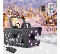 Hakuta Snow Machine with 8 LED RGB Lights,High Output Snow Maker Adjustable Snowflake for Christmas, Halloween, Valentine's Day, Wedding, Parties and DJ Stage