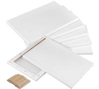 HAKZEON 10 Pack 20 x 30 cm Stretched Blank Canvas, 8 x 12 Inch Artist Blank White Cotton Canvas Frame Stretcher with Tightening Keys for Acrylic Painting, Oil Painting, Wet Dry Art Media