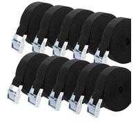 HAKZEON 10 Pack 3m x 25mm Tie Down Lashing Straps, Adjustable Heavy Duty Tensioning Belts Lashing Straps, Cam Buckle Tie Down Straps for Bicycle Carrier Cargo Trailer Car Luggage, Black