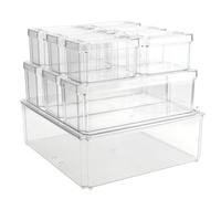 HAKZEON 10 Pack Clear Fridge Storage Containers with Lids, Stackable Fridge Storage Boxes with Drain Holes, Plastic Freezer Organisers Refrigerator Storage Bins Set for Kitchen, Pantry, Cabinet
