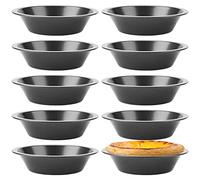 HAKZEON 10 Pack Individual Pie Dish, Non-Stick Round Coating Pie Dishes for The Oven, Quiche Baking Moulds Pie Tart Tins for Baking (12.5 x 3 x 7.8cm, Black)