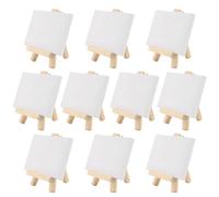 HAKZEON 10 Sets Mini Canvas and Easel Set, 10x15 cm Art Canvas and Wooden Painting Easel for Drawing