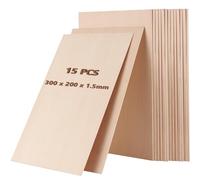 HAKZEON 15 PCS 300 x 200 x 1.5mm Balsa Wood Sheets, Unfinished Basswood Sheets for DIY Building Project Model Arts Crafts House Aircraft Ship Boat