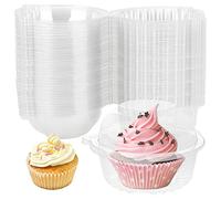 HAKZEON 150 Pack Cupcake Boxes, Clear Plastic Individual Cupcake Boxes Containers, Single Muffin Boxes Cupcake Pods Slice Boxes, Cake Boxes for Cake Portions for Cupcakes, Salad, Cheese