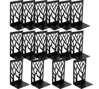 HAKZEON 16 Pack 8 Pairs Book Ends, Decorative Tree Design Book Stopper Supports, Heavy Duty Metal Bookends with Non-slip Pads for Shelves