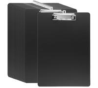HAKZEON 16 Pack A4 Plastic Clipboards with Hanging Hole, Low Profile Clip Writing Clip Boards for Office and Home Organization (Black)