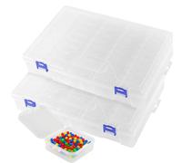 HAKZEON 2 Pack 92 Grids Small Bead Organisers, Clear Bead Storage Containers with Hinged Lid for Diamond Painting Accessories, Jewellery Making, Craft DIY Small Parts Storage Box