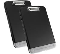 HAKZEON 2 Pack Clipboard Storage Box, A4 Plastic Clipboards with Compartment, 2 in 1 Waterproof Clipboard Folder for Offices and School, Black