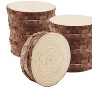 HAKZEON 20 PCS 14-16cm Natural Wood Slices, 1cm Thick Unfinished Wood Circle Coaster for Crafts Rustic Wedding Ornaments, DIY Arts Christmas Home Decor