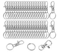 HAKZEON 200 PCS Swivel Lobster Clasps and Key Ring Hoops, 100pcs Keyring Clips Keychain Hooks and 100pcs Split Rings for DIY Crafts Making