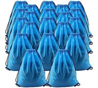 HAKZEON 20PCS 34 x 43 cm Blue Drawstring Gym Bags, Waterproof String Swimming Bags, Sport Gym Sack Drawstring Backpack Bags for Storage and Travel Use