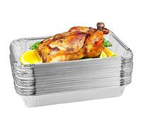 HAKZEON 25 Pack Large Aluminium Tin Foil Trays, 31 x 20 x 5 cm 2250ml Tin Foil Containers Foil Pie Dishes for BBQ, Cooking, Baking, Broiling, Roasting