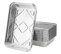 HAKZEON 30 Pack 32 x 26 x 6 cm 3500ml Large Aluminium Tin Foil Trays, Tin Foil Containers Foil Pie Dishes for BBQ, Cooking, Baking, Broiling, Roasting