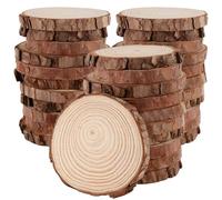HAKZEON 30 PCS 14-16 cm Natural Wood Slices, 1 cm Thick Unfinished Wooden Log Circles Wooden Rounds Discs for DIY Arts Crafts, Wedding Ornaments, Christmas, Home Decoration, 5.5-6.3 Inch Diameter