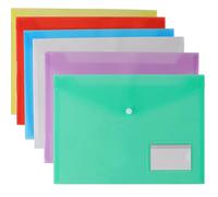 HAKZEON 36 Pack A4 Plastic Wallets with Label Pocket and Card, Snap Button Document Folders for Document Classification and Data Organization (6 Assorted Colour)